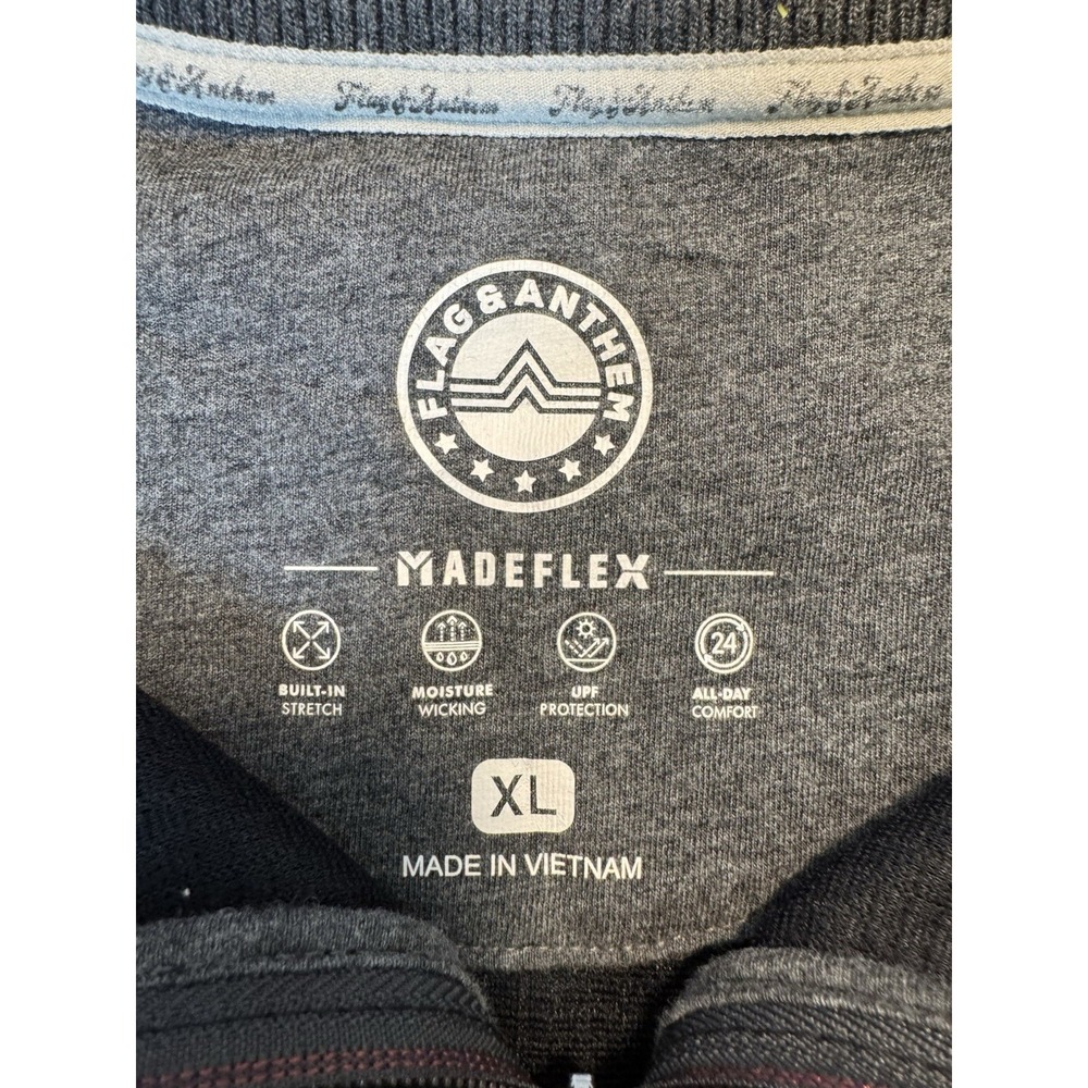Flag and Anthem 1/4 Zip Pullover Sweatshirt Men's XL Gray blue - Picture 4 of 13